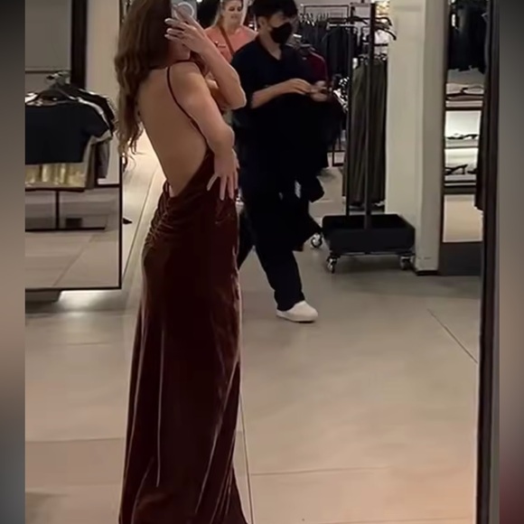 Zara Strappy Velvet Draped Midi Dress - Picture 10 of 16